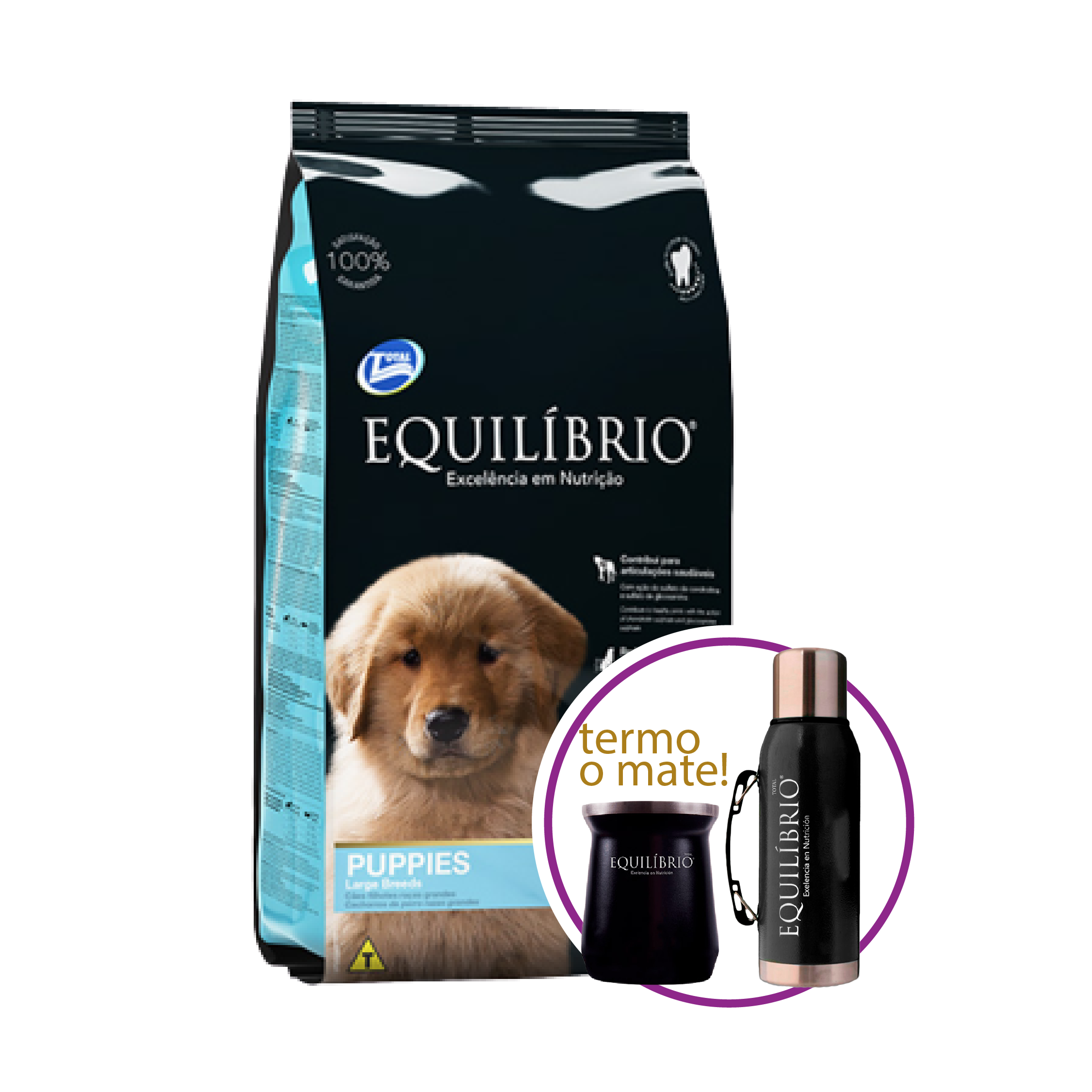 Equilibrio Cachorro Razas Grandes - 15 kg Termo o Mate DE REGALO!