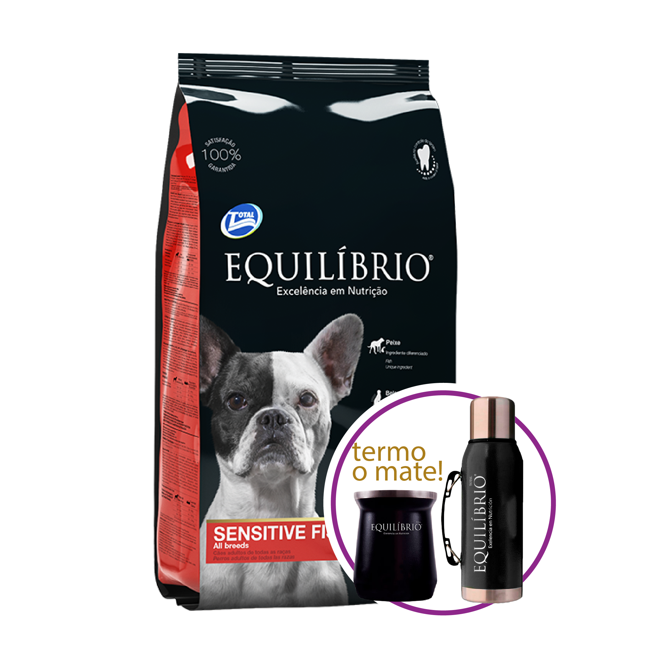 Equilibrio Sensitive Adulto todas las razas Pescado 15 kg Termo o Mate DE REGALO!