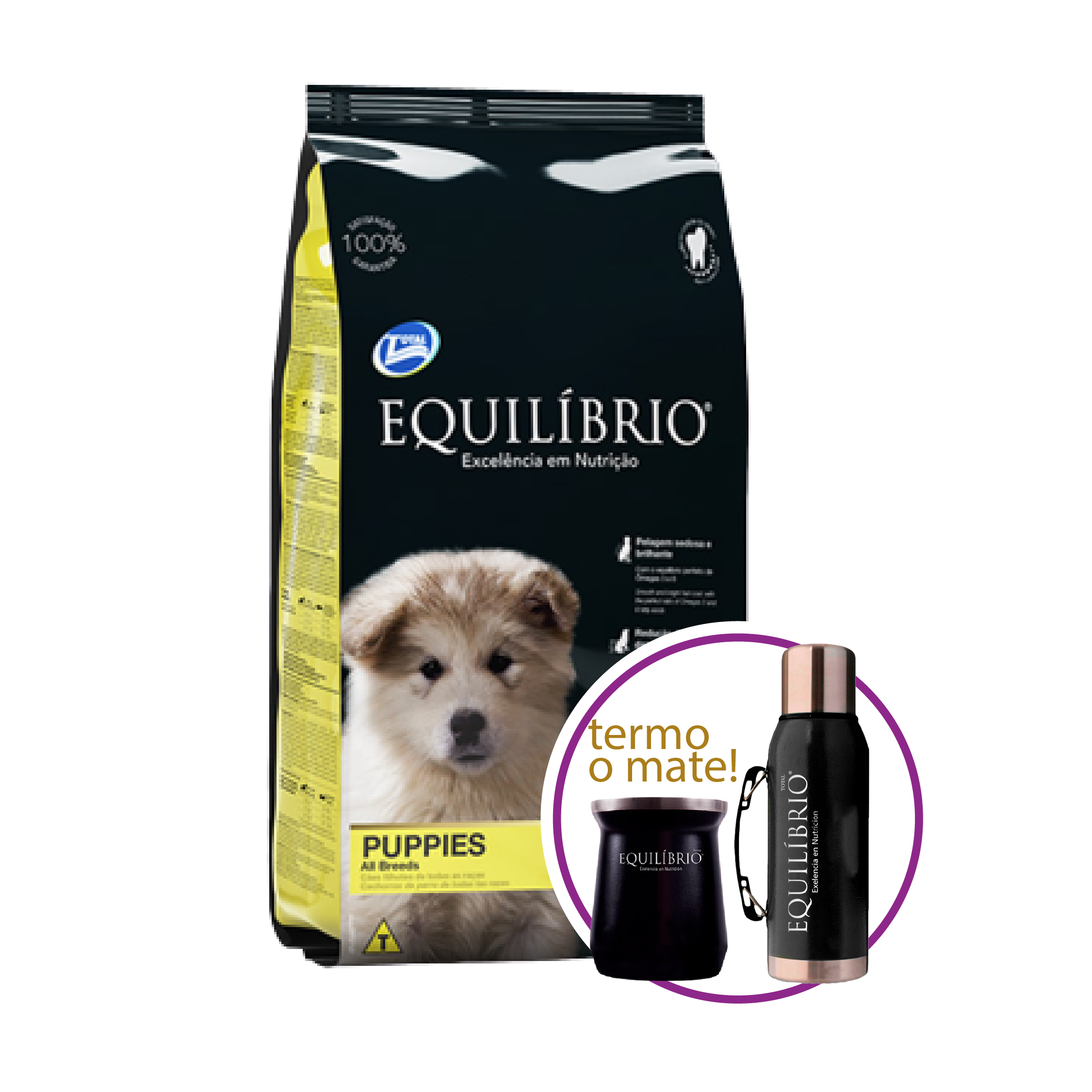 Equilibrio Cachorro Razas Medianas - 18 kg Termo o Mate DE REGALO!